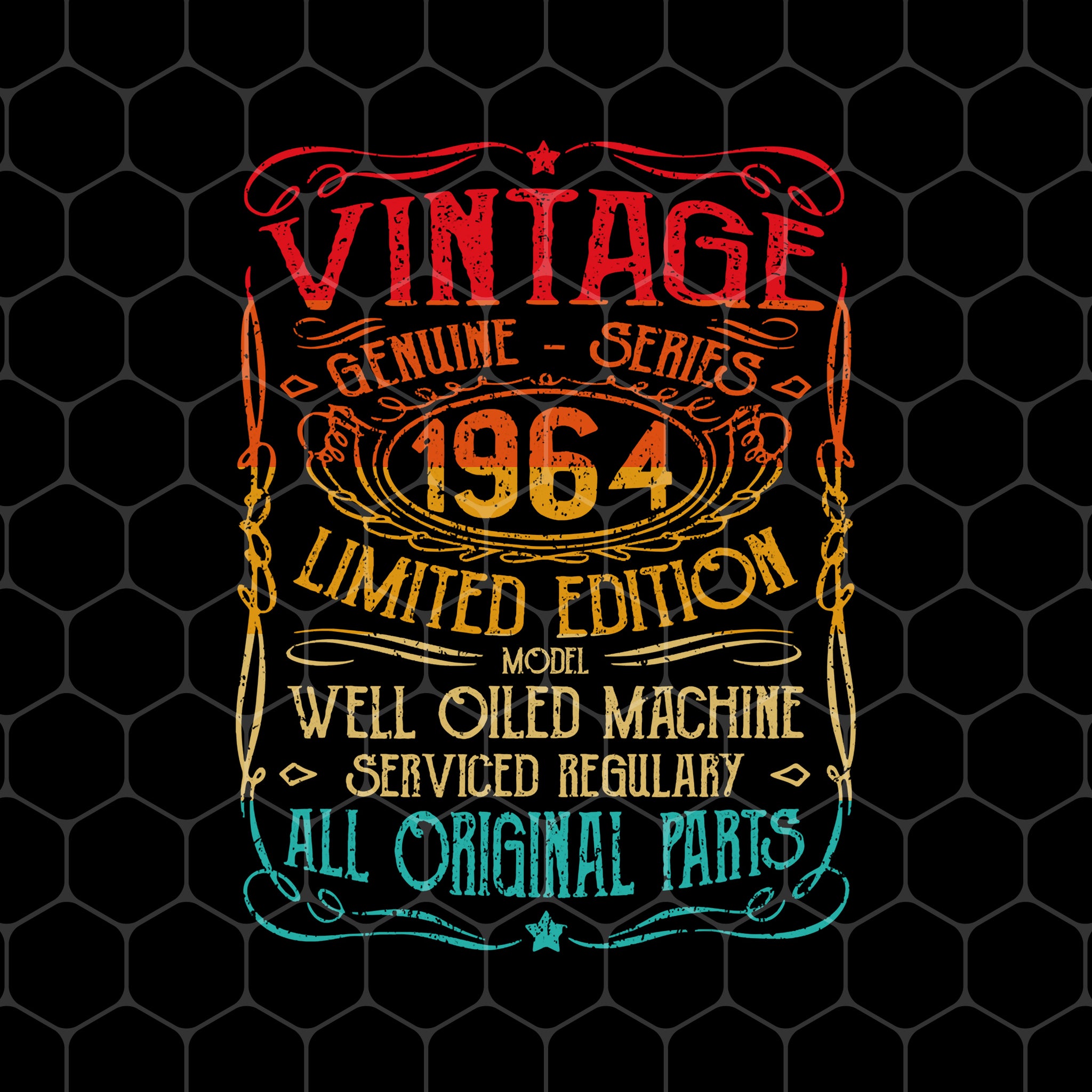 1964 Vintage, Classic Birthday Gift Men, Women Gift, Png Printable, Digital File