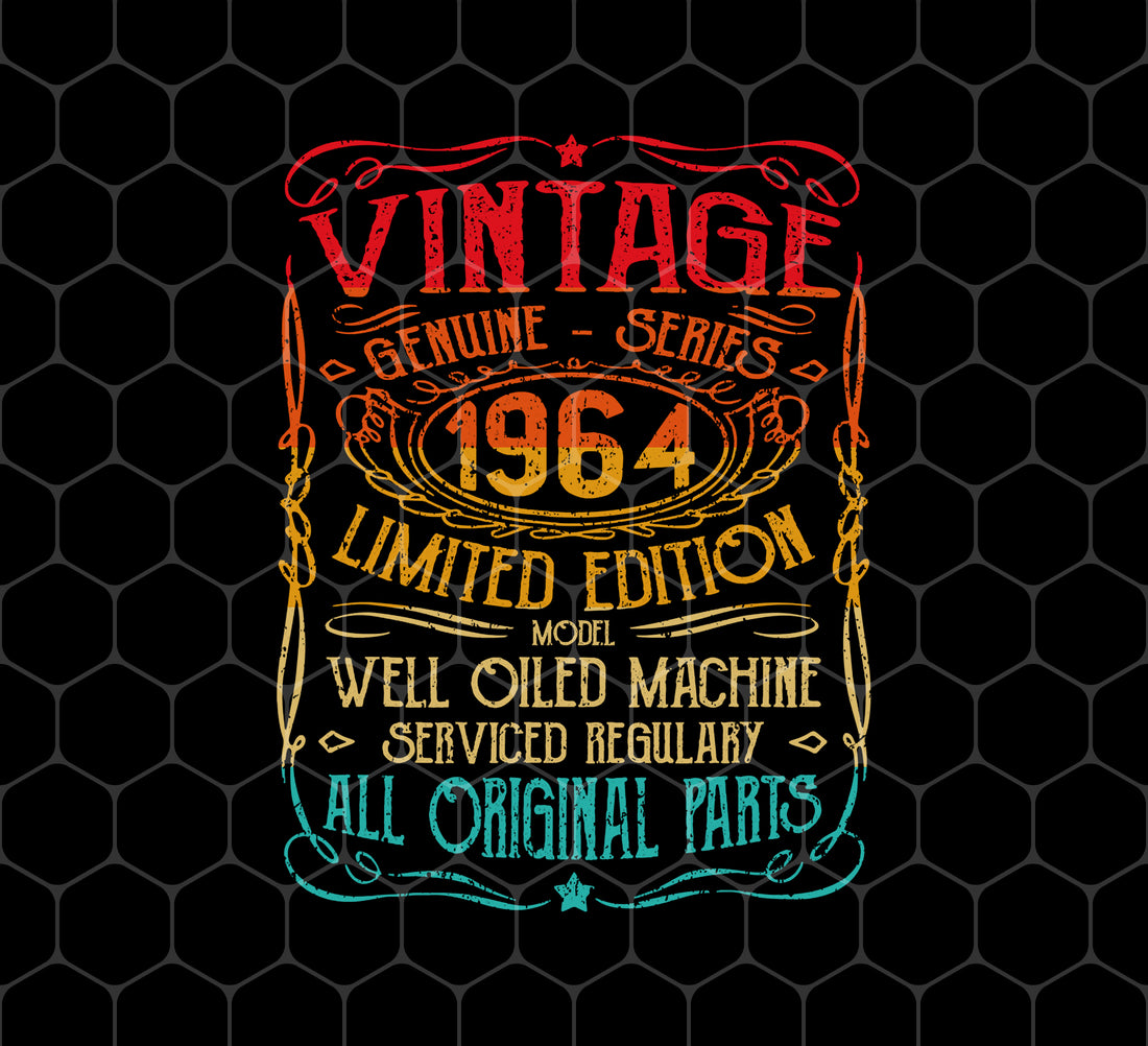 1964 Vintage, Classic Birthday Gift Men, Women Gift, Png Printable, Digital File