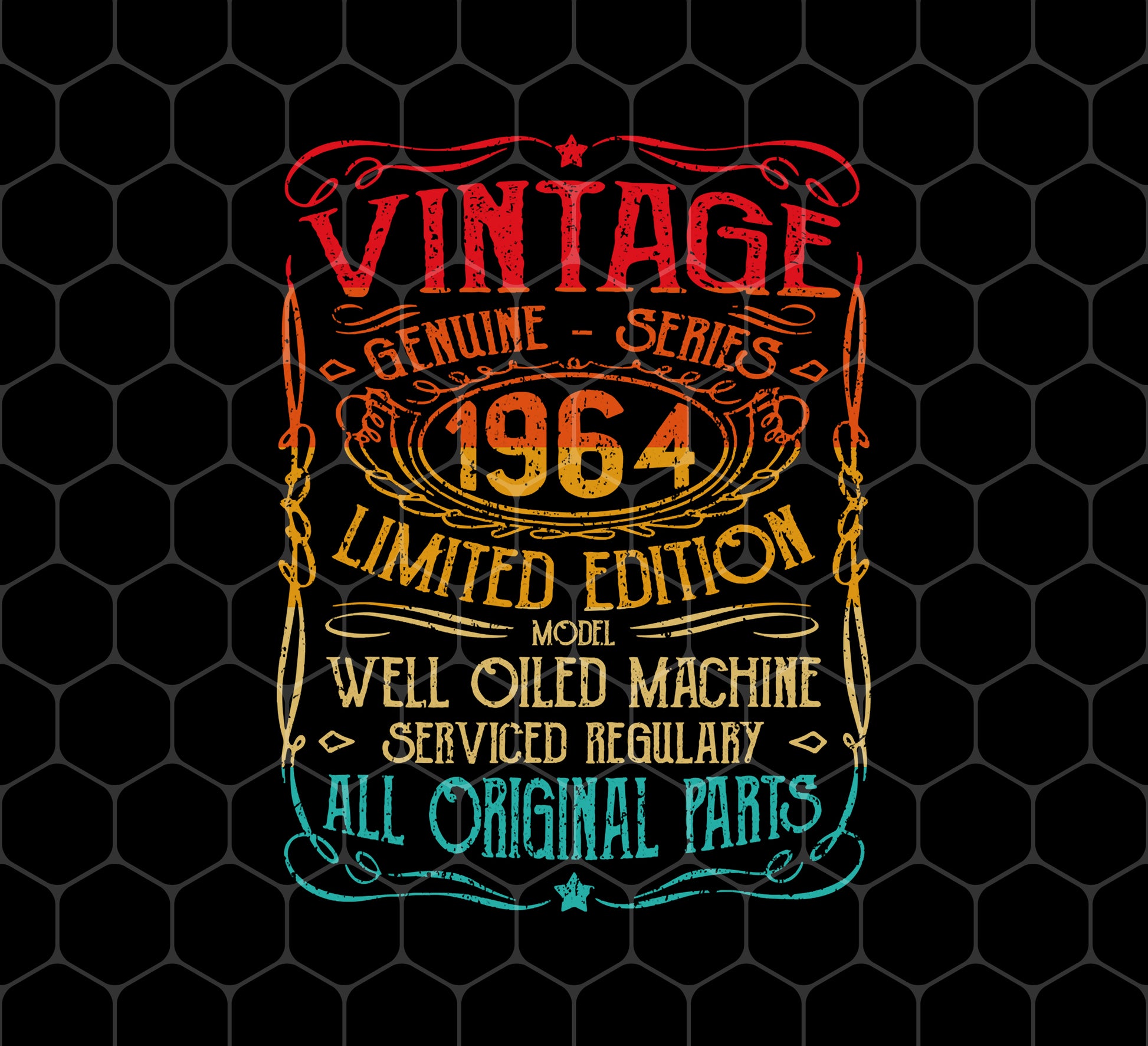 1964 Vintage, Classic Birthday Gift Men, Women Gift, Png Printable, Digital File