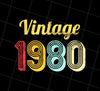 1980 Birthday Png, Vintage 1980 Birthday Png, Best 1980 Gift Png, Png Printable, Digital File