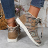 Stylish and Cozy: Women's Colorful Geometric Pattern Shoes with Fleece Lining and Soft Sole for Winter Warmth