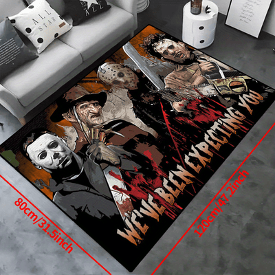 Spooktacular Anime Horror Carpet for Halloween Décor: Non-Slip, Washable, Waterproof Rug for Living Room, Bedroom, Nursery, and Outdoor Spaces