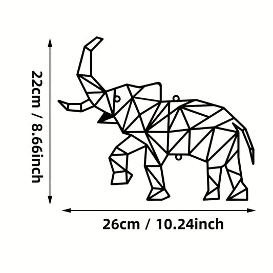 Elegant and Ethereal: Geometric Elephant Metal Art Wall Hanging, a Majestic Present for Wildlife Enthusiasts