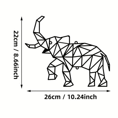 Elegant and Ethereal: Geometric Elephant Metal Art Wall Hanging, a Majestic Present for Wildlife Enthusiasts