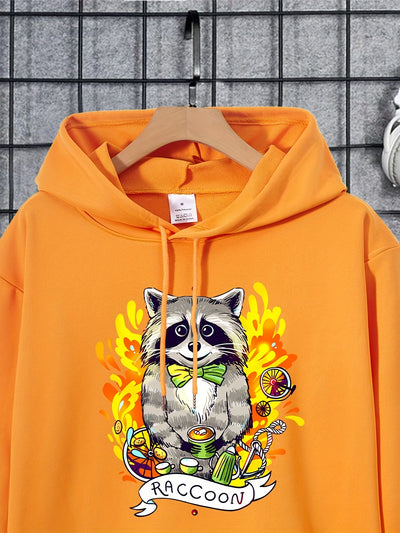 Raccoon Streetwear: Men's Cool Printed Hoodie for Winter-Fall Styling