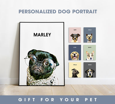 Custom Dog Personalized Portrait, Pet Dog Wall Art, Personalized Gifts