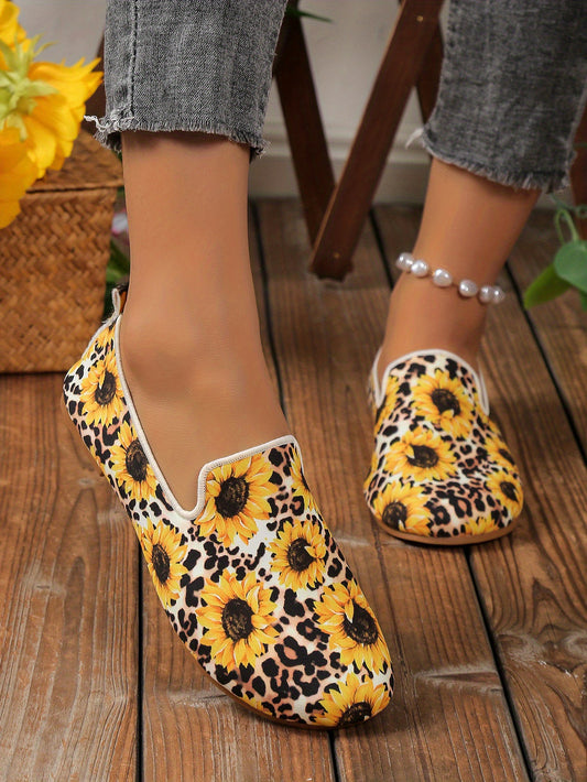 Experience ultimate comfort and style with Stylish and Comfortable Women's Leopard Sunflower Print Flat Shoes - Temu. These lightweight shoes feature a casual slip-on design and a stylish leopard and sunflower print. Enjoy all-day comfort without sacrificing style.