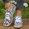 Women's Leopard Series Print Canvas Shoes, Casual Lace Up Outdoor Sneakers, Lightweight Walking Shoes