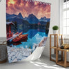 Aesthetic Escape: Transform Your Bathroom with a Digital Printing Lake Scenery Shower Curtain - Waterproof, Heat Insulating, and Multi-Purpose