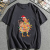 Hilarious Christmas Rooster Pattern Tee: The Perfect Summer Plus Size Top for Men