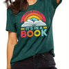 Vibrant Letter Book Print T-Shirt: A Stylish Casual Top for Women's Spring/Summer Wardrobe