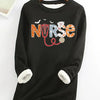 Spooky Season Sensation: Halloween Letter Print Sweatshirt for Women - The Perfect Casual and Cozy Outfit!