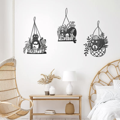 Metal Art Cat Wall Hanging: Whimsical Decor for Home and Garden