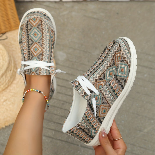 These Lightweight Classic Ethnic Pattern Canvas Shoes for Women are the perfect companion for a stylish and comfortable outdoor experience. Lightweight and high quality, these shoes are sure to provide unparalleled comfort and durability. The unique ethnic pattern provides a timeless aesthetic for every occasion.