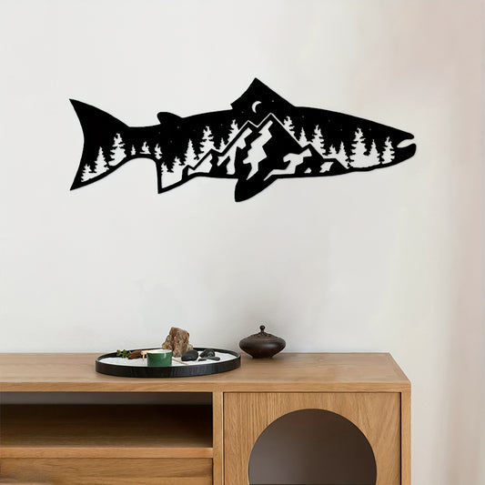 This rust-free metal wall art featuring a beautiful trout fish design is a true masterpiece for both indoor and outdoor décor. Crafted with precision and durability in mind, it adds a touch of elegance and nature's beauty to any space. Perfect for all seasons and weather conditions, this piece is a must-have for any fishing enthusiast or home decorator.