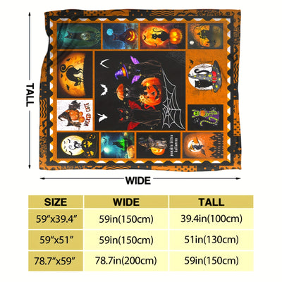 Cozy Halloween Elements Pattern Flannel Blanket: Luxurious, Soft, and Stylish Throw for Sofa, Bed, and Living Room Décor – Perfect Warm Printed Gift, Machine Washable and Durable
