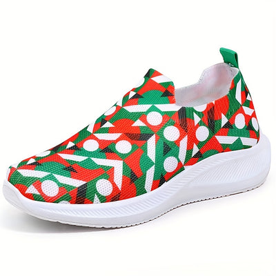 Festive Comfort: Christmas Print Non-Slip Running Shoes for Heightened Wear Resistance and Ultimate Comfort