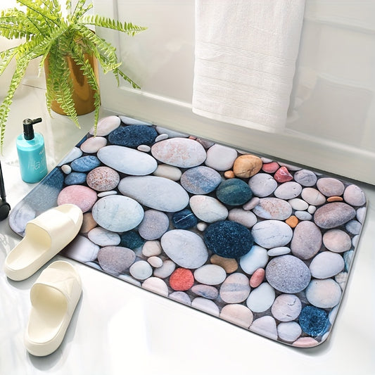 This soft and non-slip pebble pattern bath rug is designed for comfort and convenience. The luxurious absorbent fabric and quick-drying feature make it an ideal addition to your home. Plus, its pebble pattern is stylishly elegant.