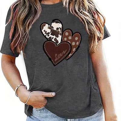 Heartfelt Thanksgiving: Casual Short Sleeve Crew Neck Tee for Women