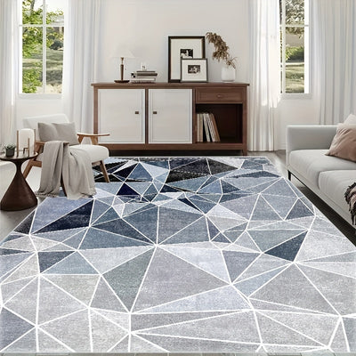 Modern Geometric Decorative Area Rugs: Soft, Low Pile, Easy-to-Clean, Anti-Slip, Water Absorbent Floor Mat for Living Room, Bedroom, and Home Decor