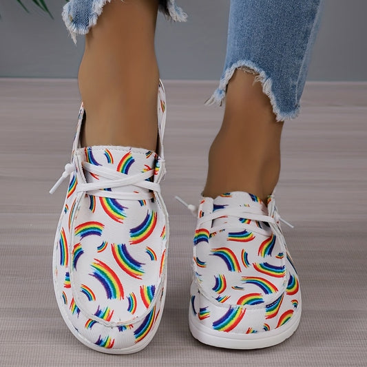 Meet the ultimate in lightweight and comfortable shoes. Our Women's Rainbow Pattern Canvas Shoes are the perfect blend of comfort and style. Their breathable, canvas material keeps your feet cool and their low-top design delivers all-day comfort. Get yours today!