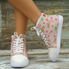 Festive Comfort: Women's Christmas Print Canvas Shoes – Casual, Plush-Lined High Tops for Outdoor Enjoyment