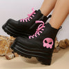 Step Out in Style: Women's Ghost-Face Print Combat Boots – Trendy Platform Boots for a Fashion-Forward Look!