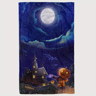 Halloween Night Pumpkin Figure Flannel Throw Blanket: Warm, Cozy, and Spooky!