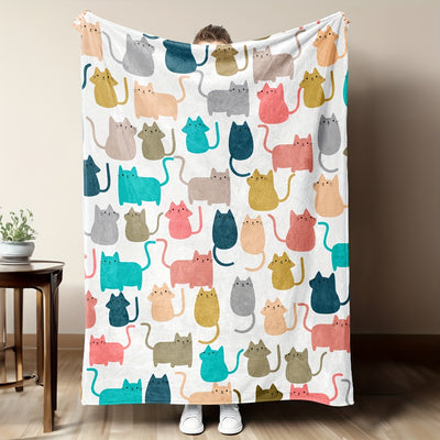 This Cozy Colors Cartoon Cat Printed Flannel Throw Blanket is perfect for providing ultimate comfort and style in any setting. Its ultra-soft flannel material will have you feeling warm and cozy no matter where you are. And its stylish cartoon cat print adds a pleasant look to your decor.