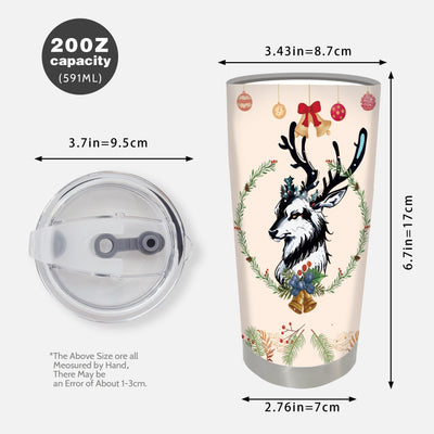 20oz Elk Antler Pattern Tumbler With Lid And Straw, Stainless Steel Water Bottle, Insulated Water Cups, Summer Winter Drinkware, Travel Accessories, Christmas Gifts