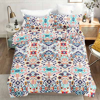 Bohemian Bliss: Striped Duvet Cover Set for Ultimate Bedroom Comfort(1*Duvet Cover + 2*Pillowcases, Without Core)