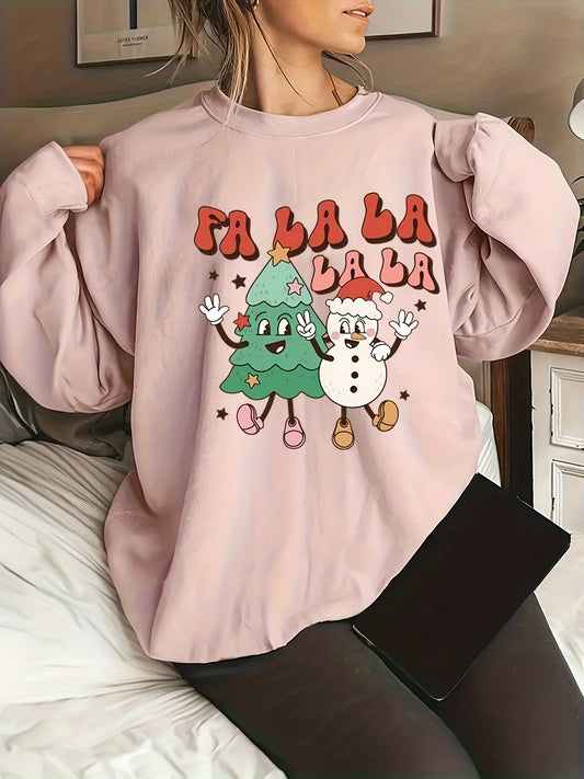 This stylish, plus size Christmas sweatshirt features a fun and festive Christmas tree and snowman print. Constructed of a lightweight material, this comfy top will keep you warm and cozy in style. Great for casual holiday gatherings or a festive night out.