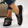 Women's Color Geometric Canvas Shoes - Comfortable Walking Shoes for Casual & Stylish Look