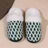 Geometric Bliss: Casual Slip-On Plush Lined Shoes – Comfortable Indoor Home Slippers