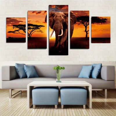 Serene African Savanna: 5pcs Unframed HD Printed Canvas Painting for Home Décor