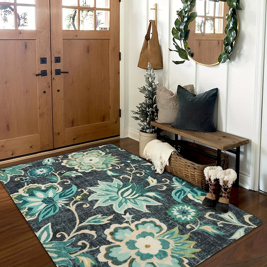 This modern abstract floral square rug offers a unique and stylish addition to your home décor. Crafted from durable materials, it is designed to be long-lasting and extremely practical. The eye-catching design of this rug makes it a great choice to add an elegant touch to any interior.