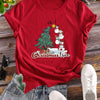 Festive and Fun: Christmas Tree Snowman Print T-Shirt - A Stylish Addition to Women's Casual Wardrobe