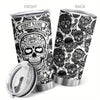 Skull Design Tumbler with Lid: A Gothic 20 oz Coffee Mug for Halloween and Beyond - Perfect Skull Decor Gift!