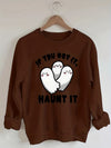 Cute Ghost Print Sweatshirt: Spooktacular Style for Plus-Size Halloween Enthusiasts