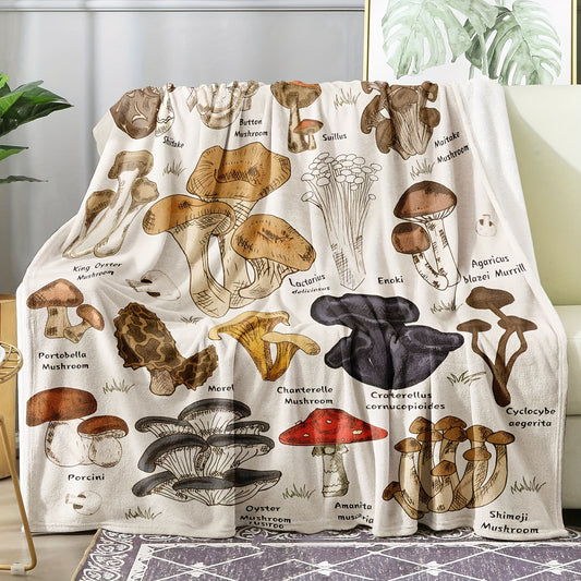 Our Mushroom Bliss throw blanket offers luxurious comfort with its plush botanical-patterned fabric. Combining bold colors and artwork depicting mushrooms, this throw blanket offers cozy warmth on a cold night. A perfect addition to your living room or bedroom.