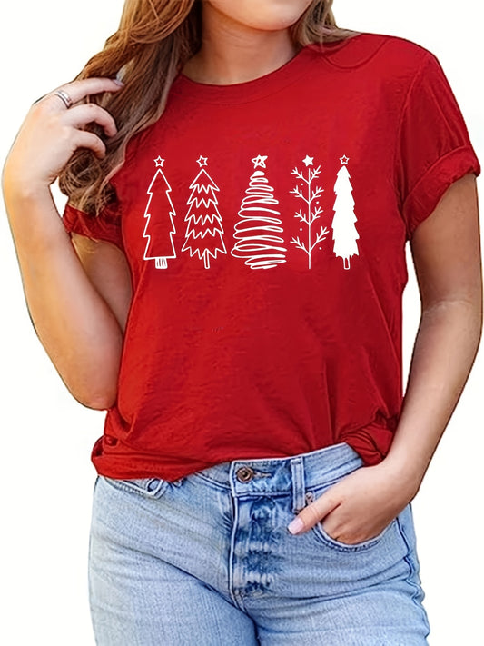 This Festive Joy T-Shirt is crafted from soft and lightweight polyester. It features a Christmas tree print on the front with a crew neck and short sleeves. Perfect for every festive occasion, this versatile style will keep you looking great all season long.