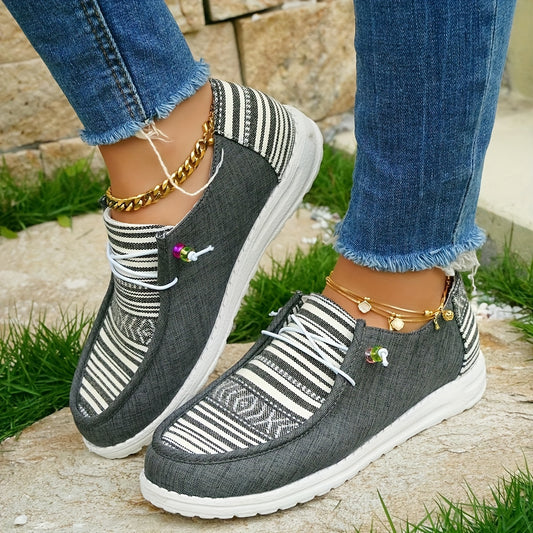 Hit the pavement in style with the Lightweight Retro Classic Striped Canvas Sneakers for Women, designed to be comfortable and stylish for outdoor activities. These sleek sneakers provide durable support with their lightweight and classic striped canvas design, making them ideal for active life.