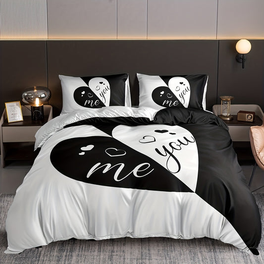 This Luxurious Love Print Duvet Cover Set is the perfect way to bring a touch of luxury to your bedroom or guest room. Made from exceptionally soft polyester material, this duvet cover set is sure to provide a comfortable restful sleep. This set includes a duvet cover and two pillowcases.