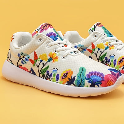 Floral Harmony: Lightweight Mesh Sneakers for Fashionable and Comfortable Running and Walking Experience
