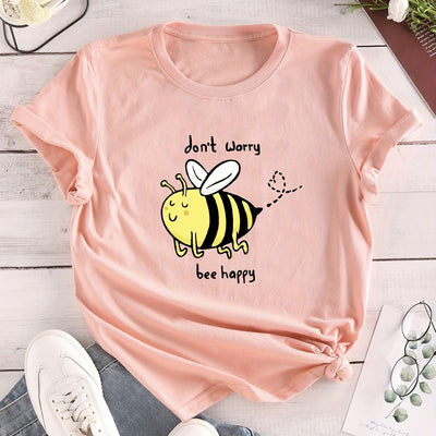 Buzzy Bee Cartoon Crew Neck T-Shirt: A Fun and Stylish Addition to Your Spring/Summer Wardrobe