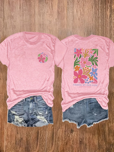 Floral Magic: Women's Plus Size Casual T-Shirt - Stylish, Comfortable, and Perfect for Everyday Wear