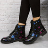 Stylish Starry Nights: Women's Lace-Up Ankle Boots - Comfortable, Trendy, and Non-Slip!