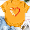 Dog Paw and Red Heart Print T-Shirt, Short Sleeve Crew Neck Casual Top For Spring & Summer, Women's Clothing