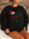 Cozy Plus Size Christmas Sweater: Festive Hat, Heart Art, and Letter Print - Perfect for Fall and Winter