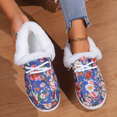 These Women's Floral Print Plush Canvas Winter Snow <a href="https://canaryhouze.com/collections/women-canvas-shoes" target="_blank" rel="noopener">Shoes</a> offer all-season warmth and style. With a plush canvas construction and vibrant print, these boots provide comfort and style in a lightweight boot. Perfect for outdoor activities.